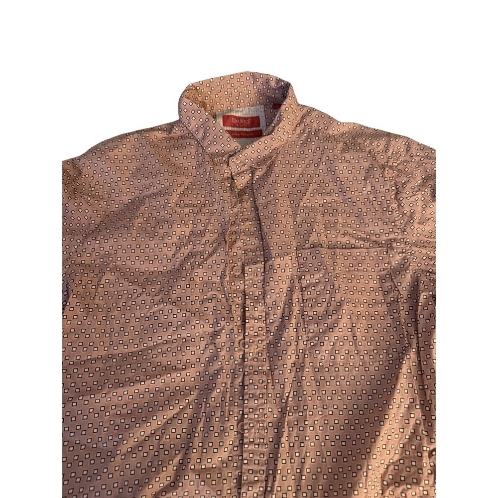 Bruno Milano Modern Stretch Button Up Short Sleeve Pattern Shirt - XL